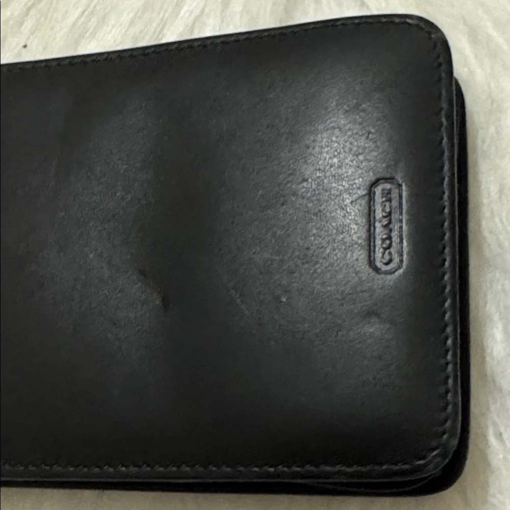 COACH Vintage Black Leather Zipper Palm Pilot Case / Wallet Pouch